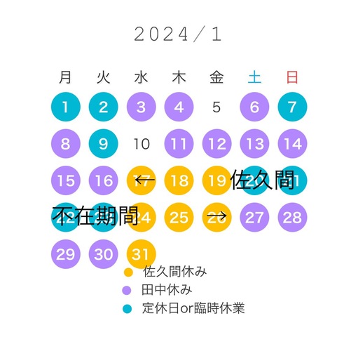 1月のお休み